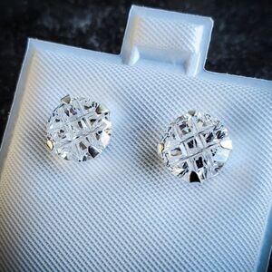 Sterling Silver 9 Cut Diamond Earrings